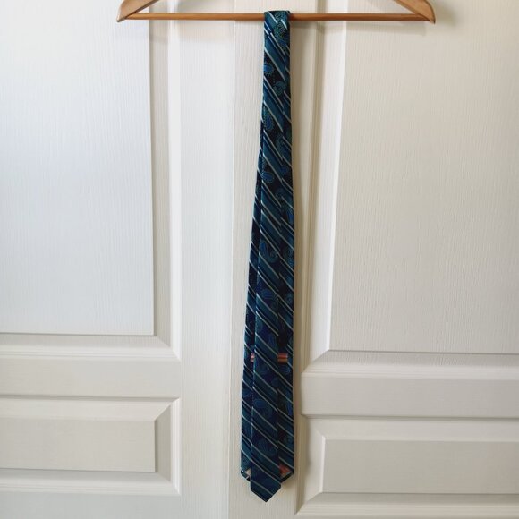 Ted Baker London Men's Blue Stripe/Paisley Silk Tie L60" W3.5" - Picture 9 of 12